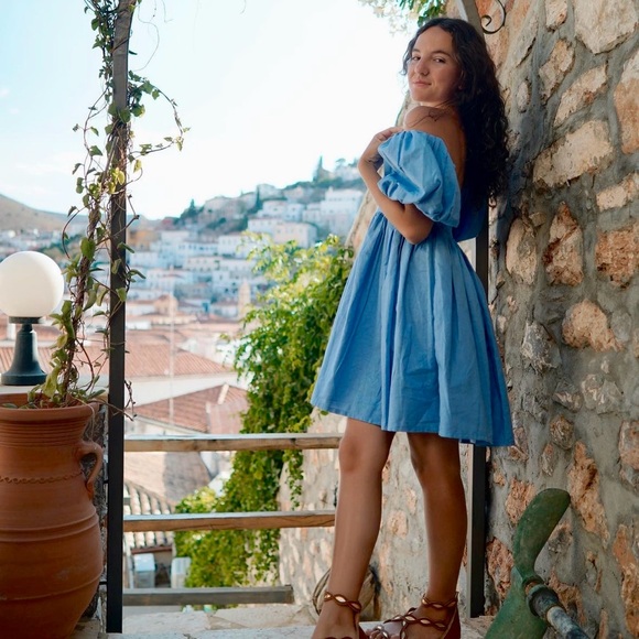 Linen Puff Sleeve Dress - Picture 13 of 14